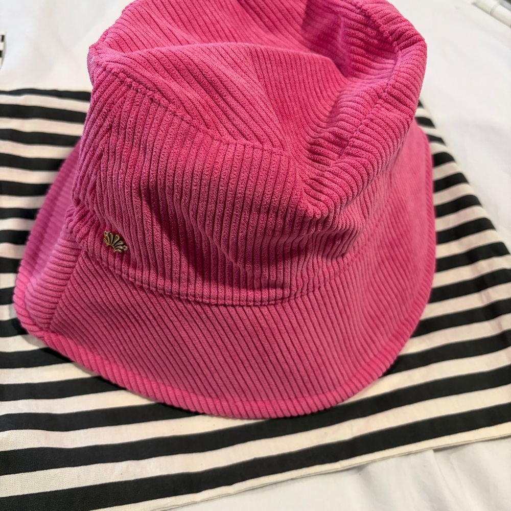 NWT Lele Sadoughi Pink Corduroy Bucket Hat. So cute!! With Striped Dust Bag - Picture 7 of 12